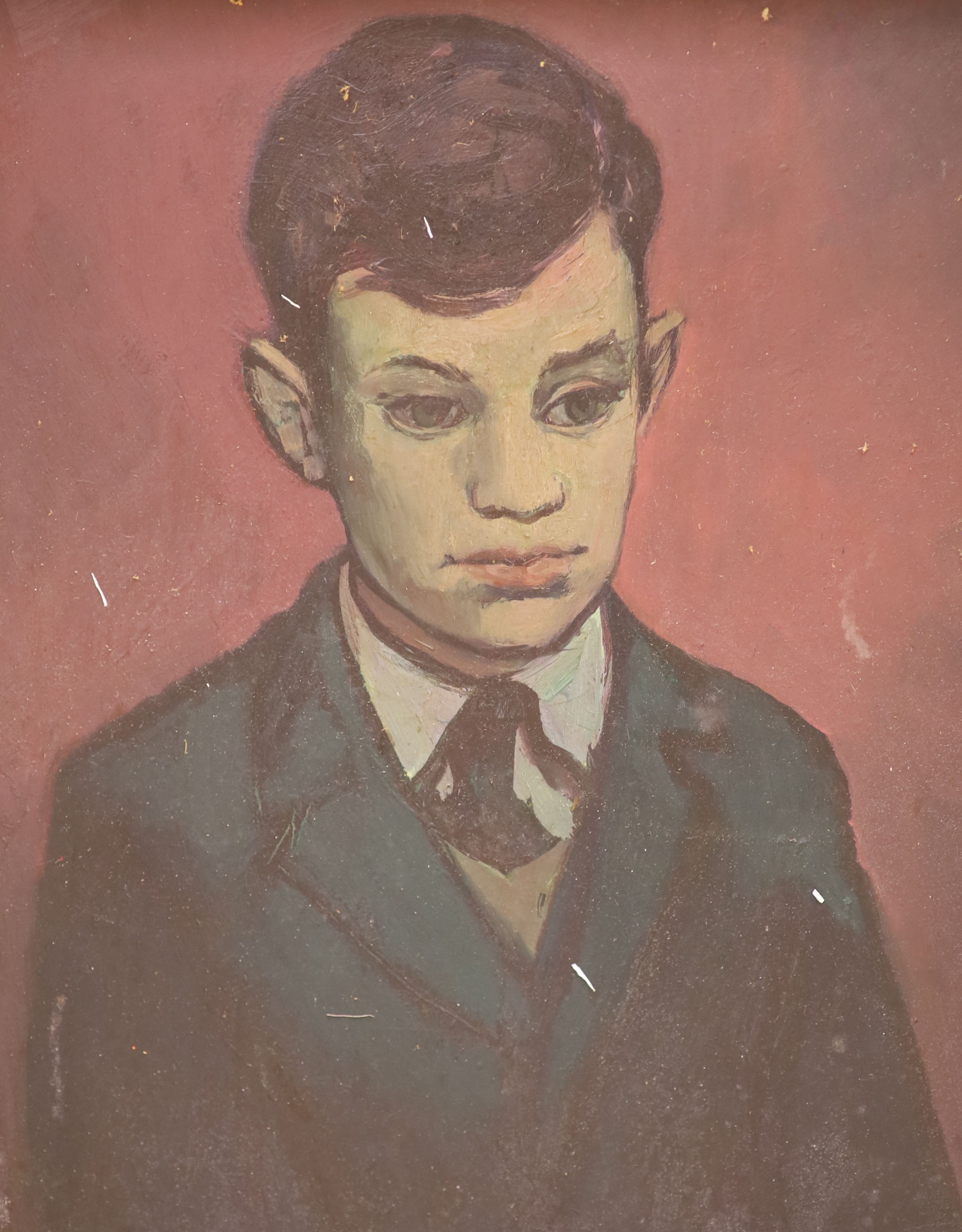 Paul Holmes, oil on board, Portrait of a young man, 32 x 25cm